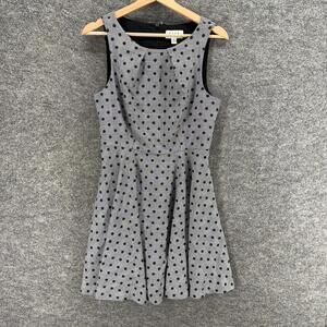Elle Dress Women 8 Gray Polka Dot Sheath Midi Zipper Lined Sleeveless Casual
